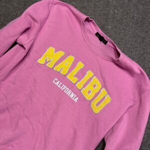 Social Scene Malibu Sweatshirt Women Medium Pink Malibu California Graphic